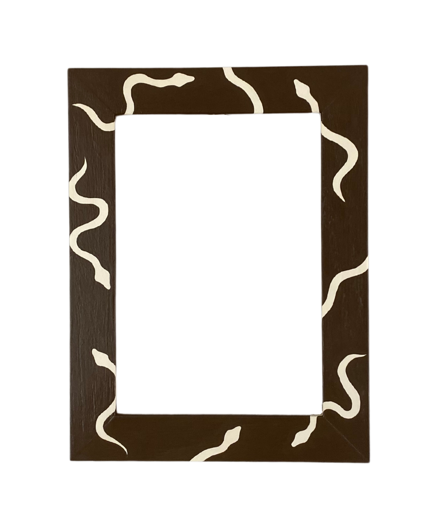 Rectangular frame with snake design on a white background