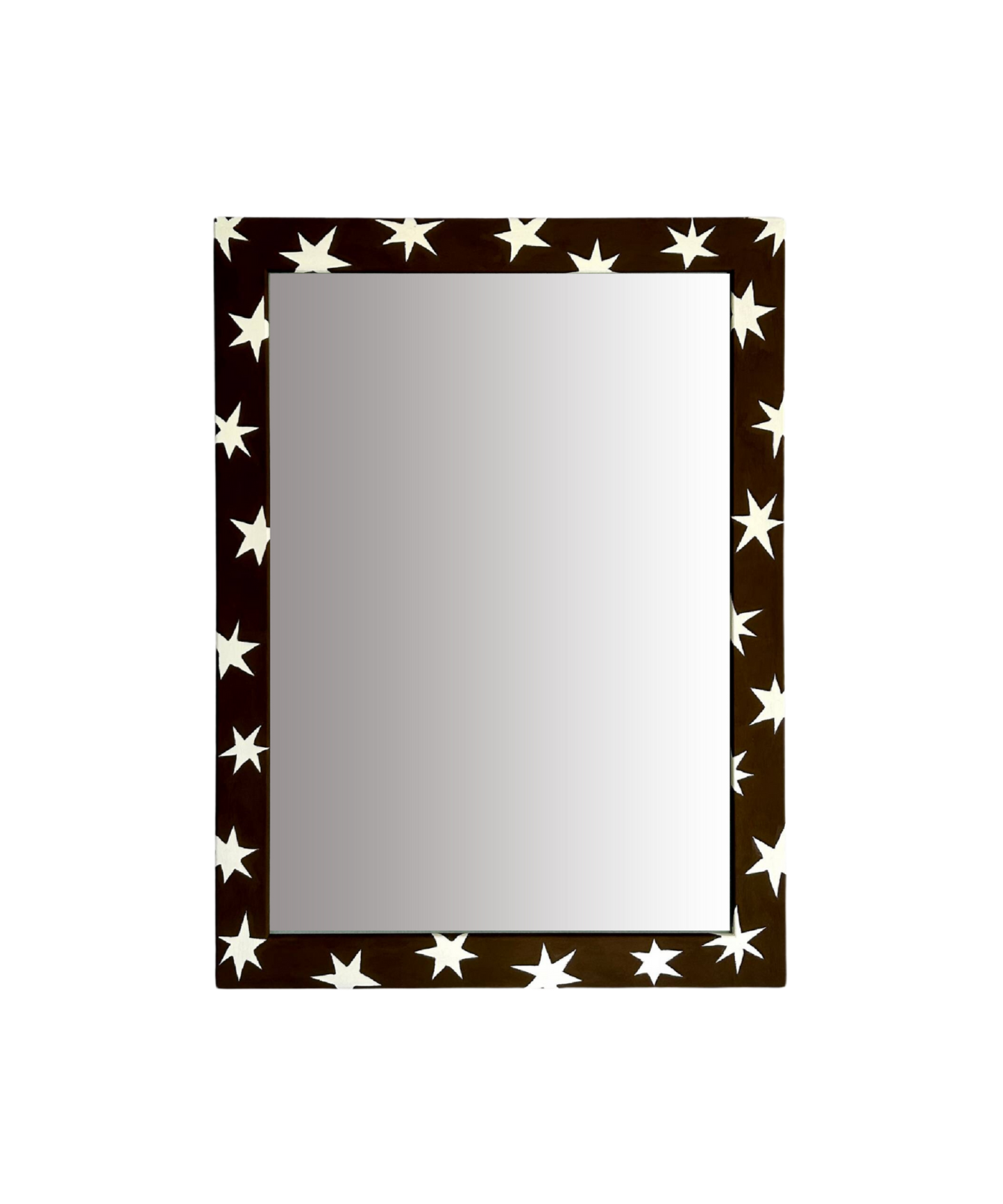 Painted Wood Mirror, Chocolate Brown Shooting Stars