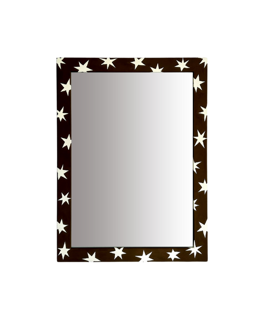 Painted Wood Mirror, Chocolate Brown Shooting Stars