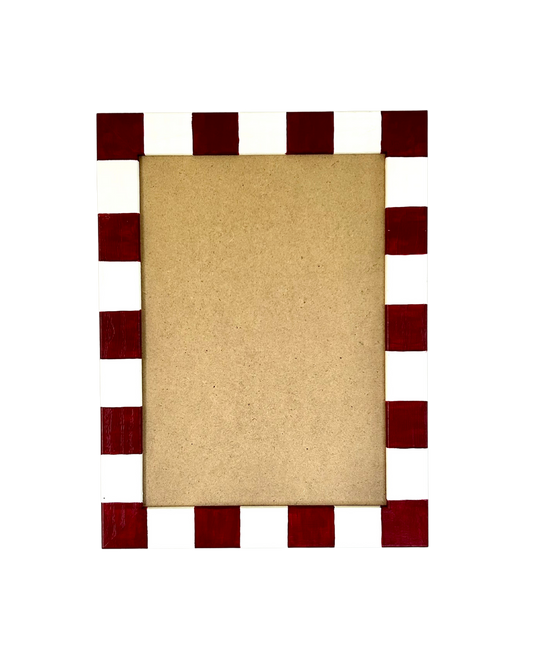 Picture Frame, Brick / Ivory Stripe