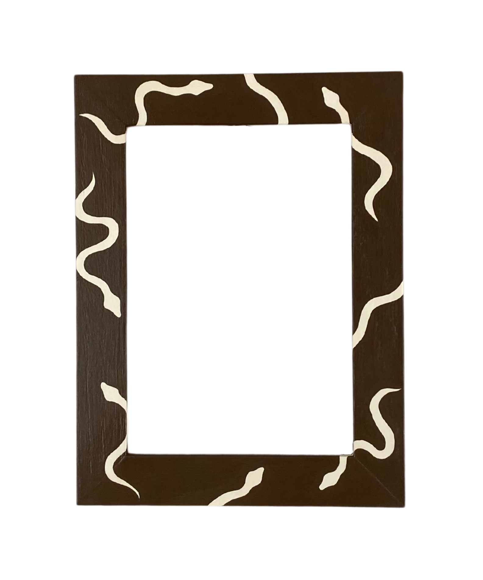 Rectangular frame with snake design on a white background