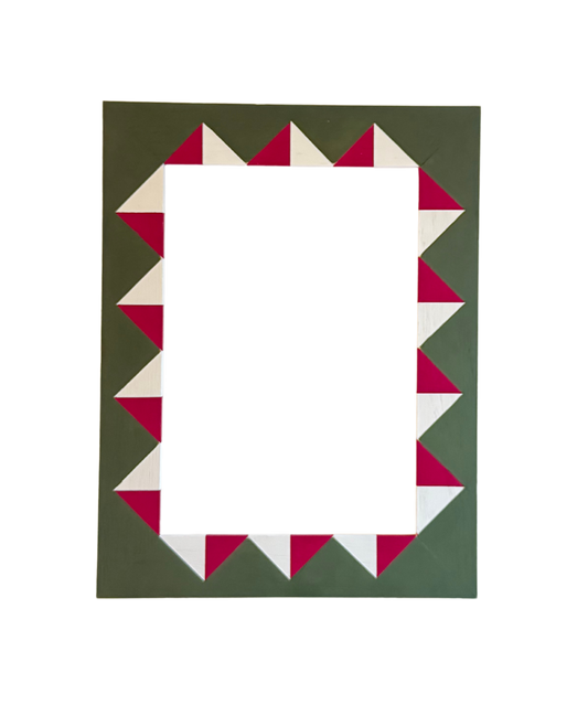 Picture frame with geometric pattern on a white background