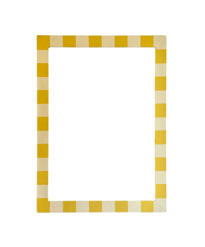 Rectangular frame with yellow and beige checkered pattern on a white background