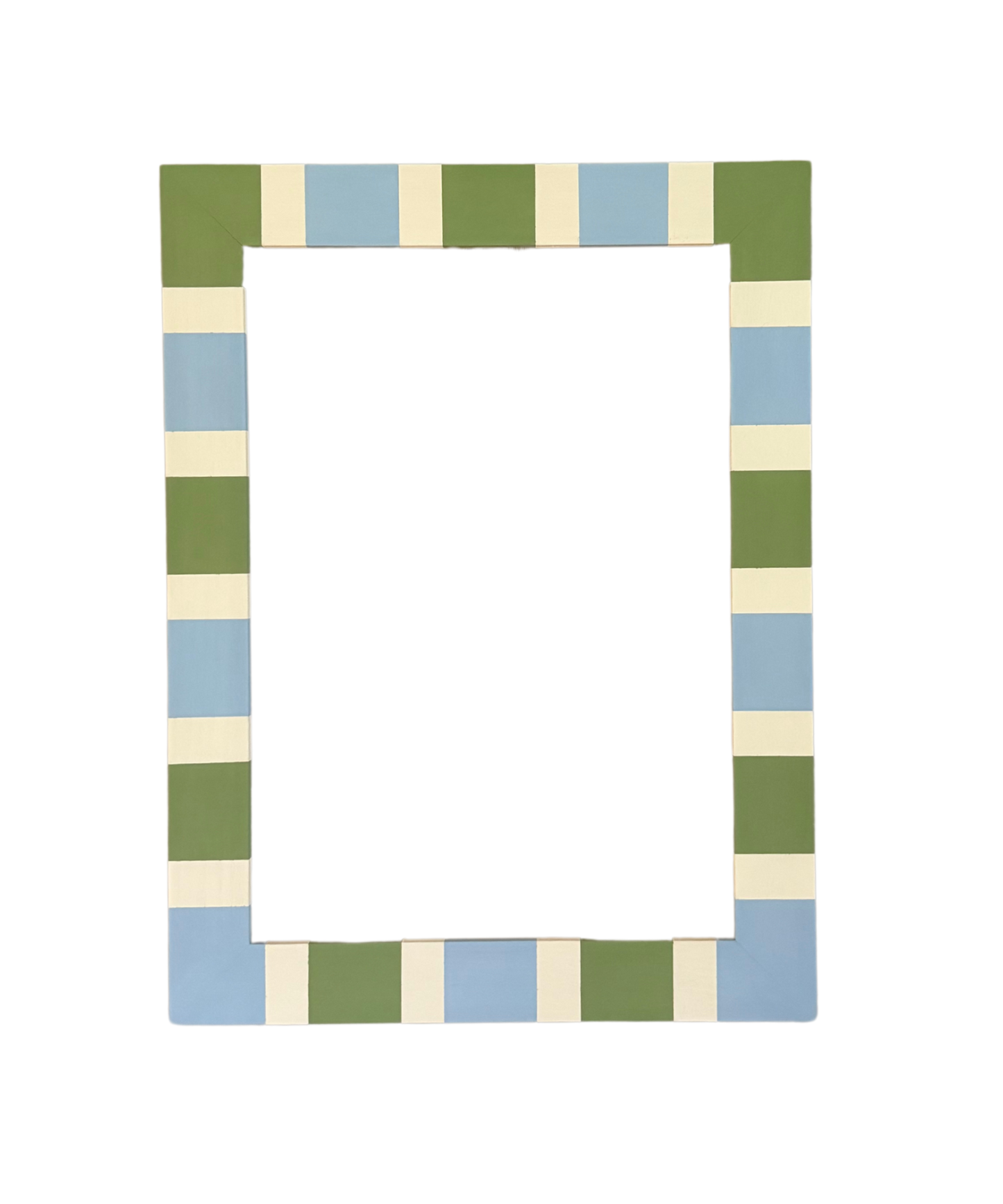 Rectangular picture frame with a striped pattern on a white background