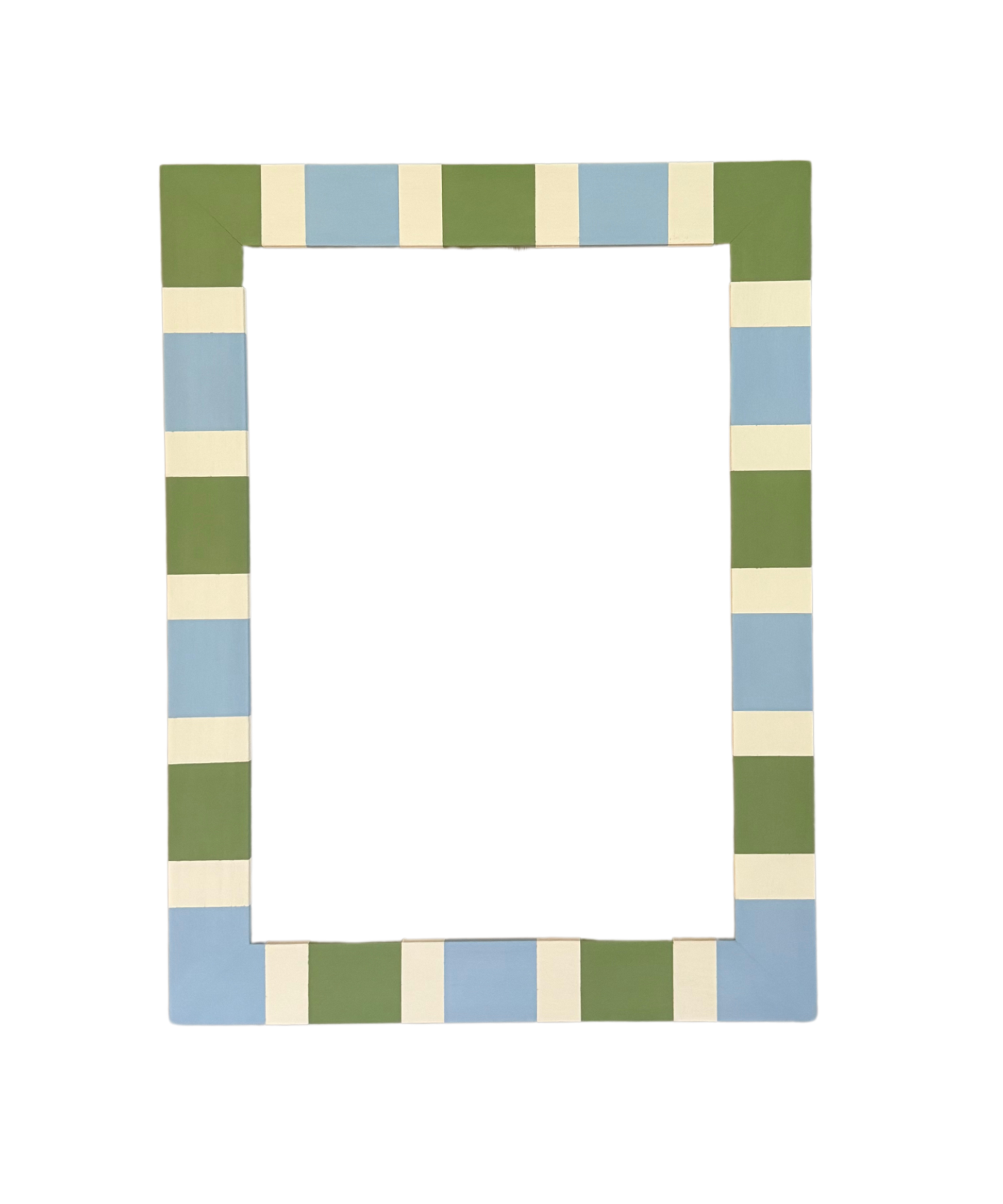 Rectangular picture frame with a striped pattern on a white background