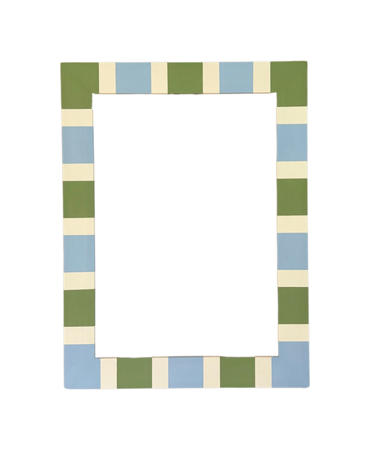 Rectangular picture frame with a striped pattern on a white background