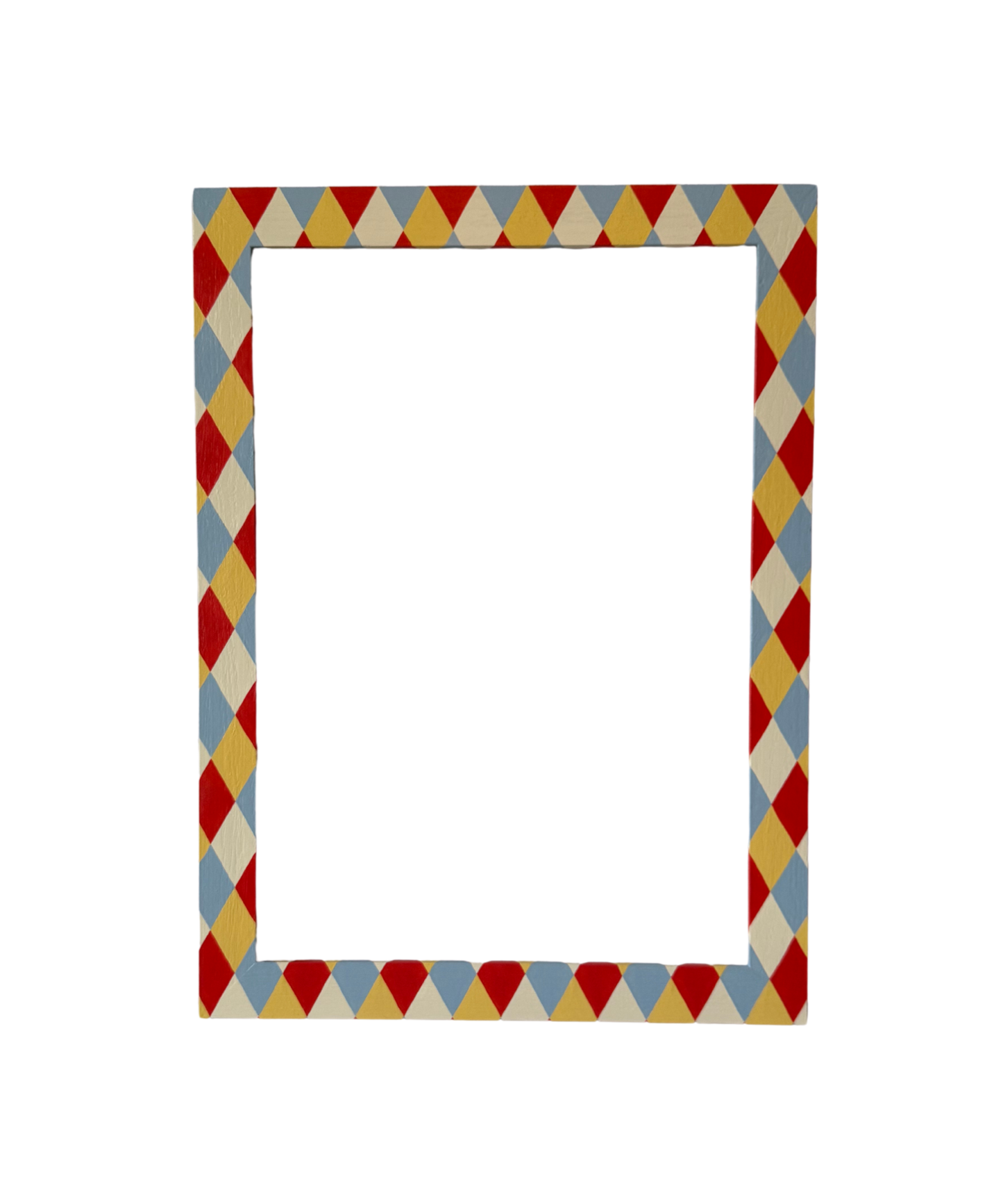 Rectangular frame with a colorful geometric pattern on a white background