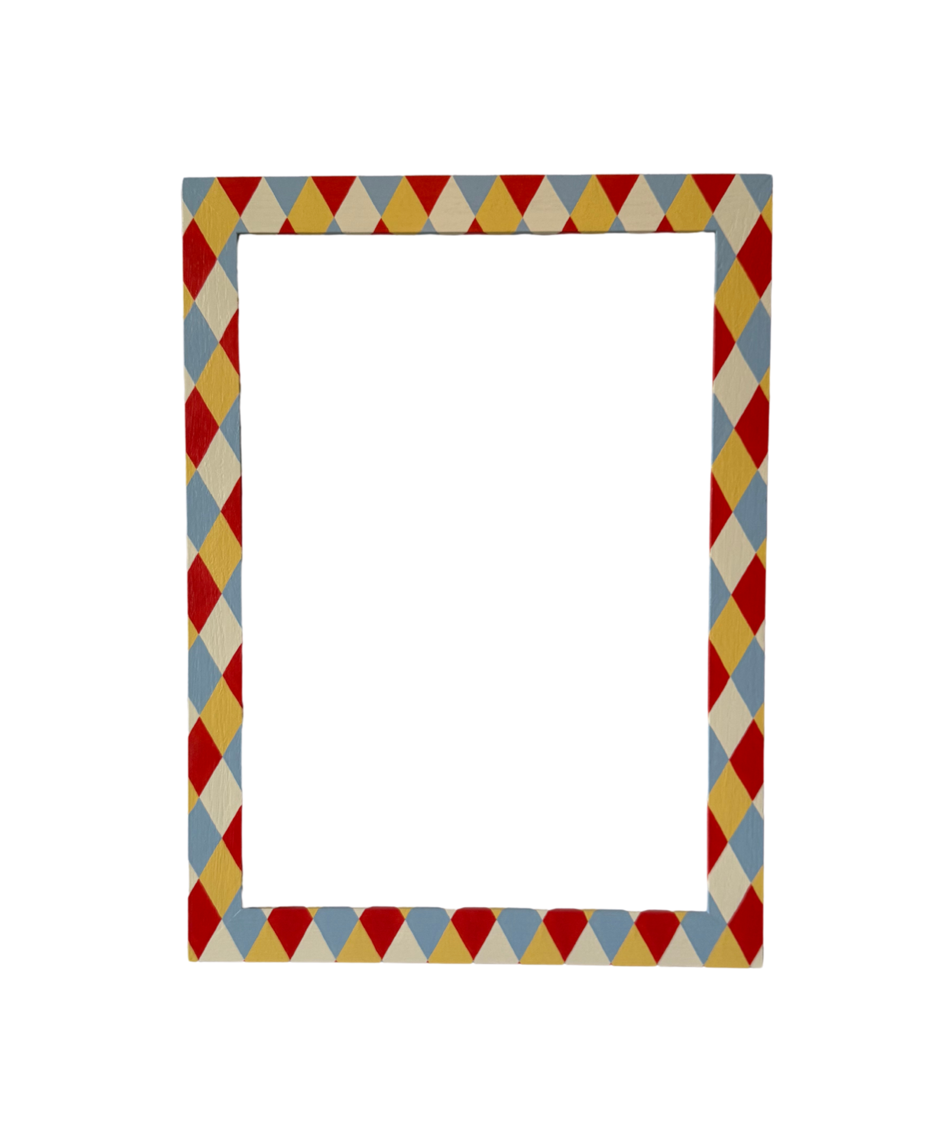 Rectangular frame with a colorful geometric pattern on a white background